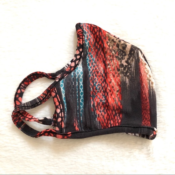 Unknown Accessories - ❤️ 5 for $15 Abstract Design Red & Brown Face Mask